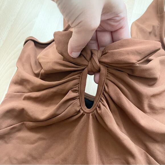 Robin Piccone Ava Plunge Underwired Brown One-Piece Swimsuit Woman size 12 Brown - Picture 3 of 9